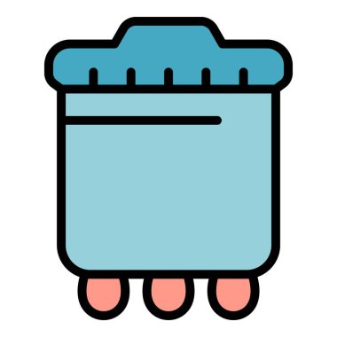 Tencere simgesi ana hat vektörü. Ot pişiriyorum. Sıcak pan rengi düz