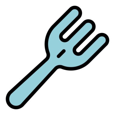 Spatula simgesi ana hat vektörü. Mutfak yemekleri. Bbq çatal bıçak rengi düz