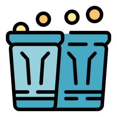 Köy çöp kutusu ikonu ana hatları vektörü. Çöp torbası. Plastik düz renk yapabilir