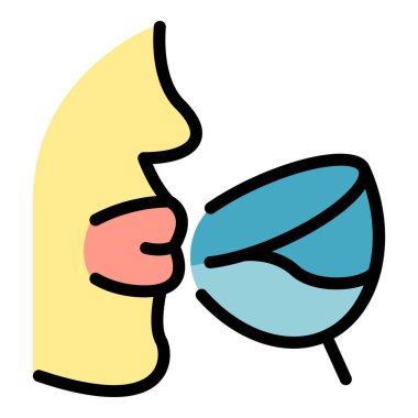 Sommelier tat ikonu ana hatları vektörü. Alkol eleştirmeni. Kadın yemek pişirme rengi düz