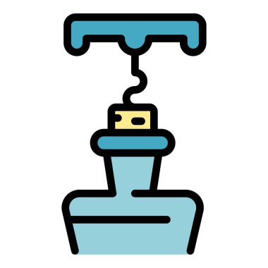 Şarap şişesi açacağı ikon ana hatları vektörü. Cam sarmaşık. Parti şarap garsonu rengi düz