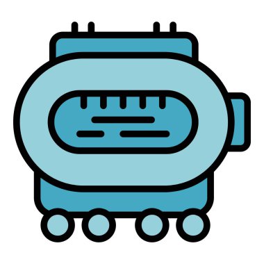 Demiryolu ikon hat çizgisi vektörü. Demiryolu treni. Yol sinyali rengi düz