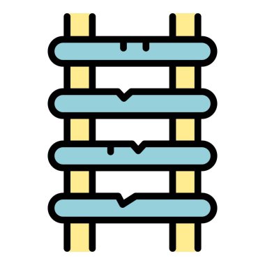 Ahşap demiryolu ikonu ana hat vektörü. Tren yolu. Düzey kapalı renk düzlüğü