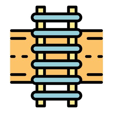 Nehir demiryolu ikonu ana hat vektörü. Tren yolu treni. Sinyal yolu rengi düz