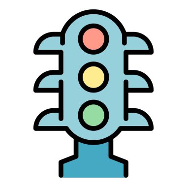 Trafik ışıkları ikon ana hatları vektörü. Tren yolu mu? Kapı seviyesi rengi düz