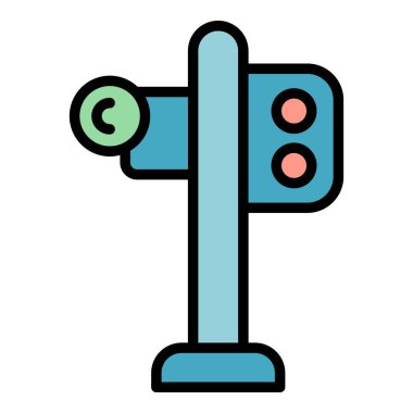 Tehlike treni ışıkları ikon ana hat vektörü. Yol sinyali. Trafik engeli rengi düz