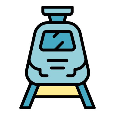 Metro tren ikonu ana hat vektörü. Demiryolu geçidi. Parça kapısı rengi düz