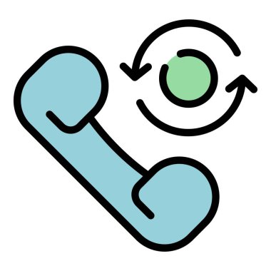 Telefon çağrısı ikon ana hatları vektörü. Müşteri sohbeti. Orta yardım rengi düz