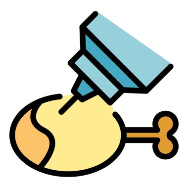 Et enfeksiyonu ikon ana hatları vektörü. Yiyecek bakterisi. Salgın hastalık rengi düz