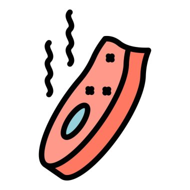 Dükkan kirlenmiş et ikonu ana hatları vektörü. Virüs alerjisi. Probiyotik zehir rengi düz