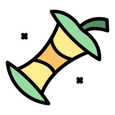 Çürük elma ikonu ana hat vektörü. Kirli yiyecekler. Virüs bakterisi rengi düz