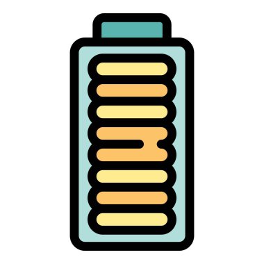 Batarya seviyesi ikon ana hatları vektörü. Enerji yüklenmesi. Mobil eklenti rengi düz