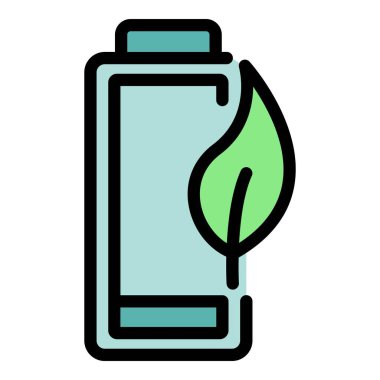 Eko yakıt ikonu ana hat vektörü. Elektrik gücü. Durum rengini düz yükle