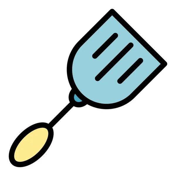 木叉图标轮廓矢量 烹调厨房 勺子工具颜色扁平 — 图库矢量图片
