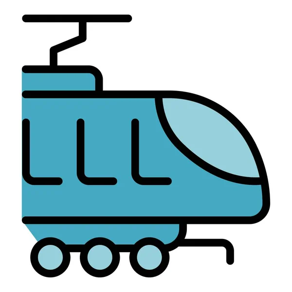 Vitesse Train Icône Contour Vecteur Sur Route Couleur Trafic Ferroviaire — Image vectorielle