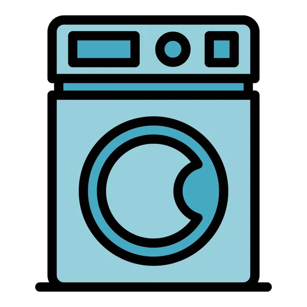 Lavare Macchina Icona Contorno Vettore Lavatrice Pulita Colore Elettrico Secco — Vettoriale Stock