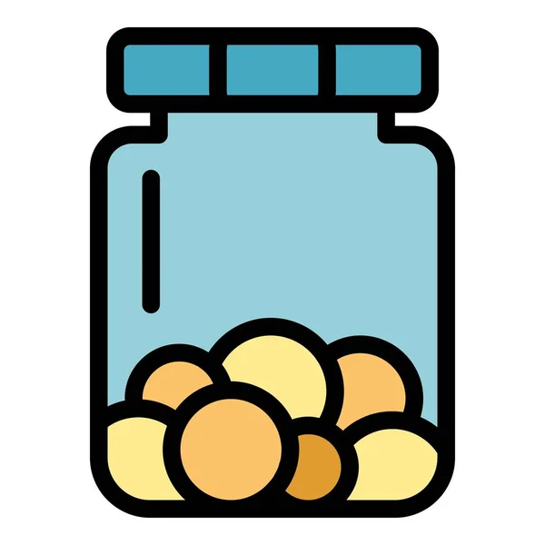 Pills Jar Icon Outline Vector Medicine Pill Vitamin Container Color — Stock Vector