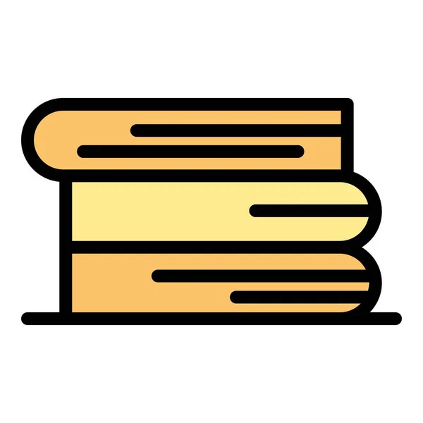 Umrissvektor Des Buchstapelsymbols Bücherstapel Schulbuch Farbe Flach — Stockvektor