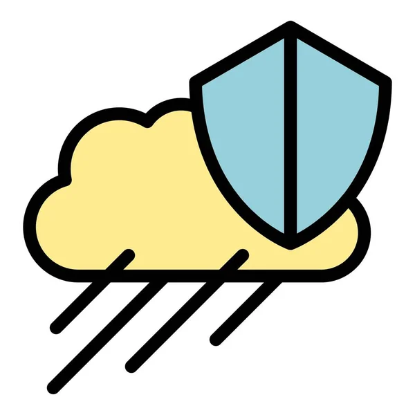 Wetterschutz Icon Umrissvektor Gewitterregen Stadt Wolke Farbe Flach — Stockvektor