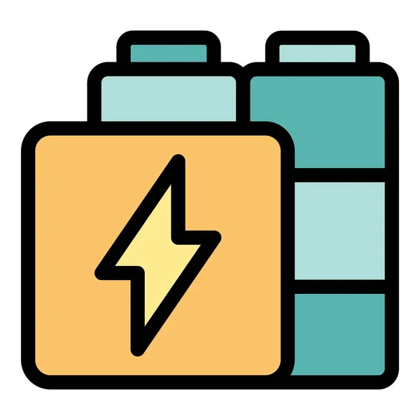 Ενέργεια Μπαταρίας Διάνυσμα Περίγραμμα Εικονίδιο Ηλεκτρικό Επίπεδο Κινητό Χρώμα Ισχύος — Διανυσματικό Αρχείο
