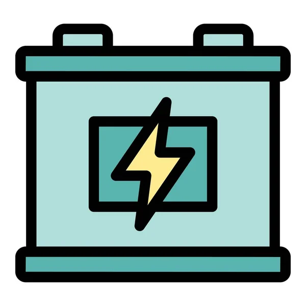 Ladda Bil Batteri Ikon Kontur Vektor Elektrisk Energi Låg Alkalisk — Stock vektor