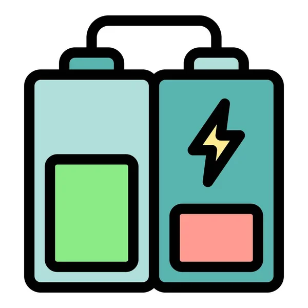 Vecteur Contour Icône Charge Batterie Chargez Énergie Énergie Électrique Couleur — Image vectorielle