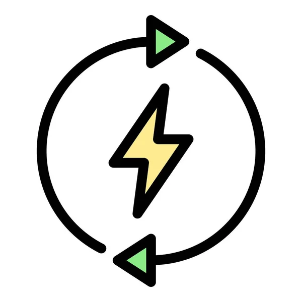 Recarga Vector Contorno Icono Batería Energía Eléctrica Cargar Color Alcalino — Archivo Imágenes Vectoriales