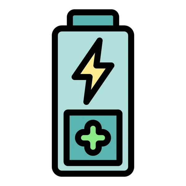Vektor Obrysu Ikony Baterie Prázdný Náklad Nabít Elektrickou Barvu Ploché — Stockový vektor