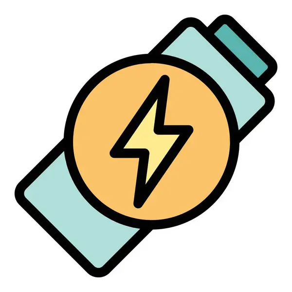Icono Nivel Energía Contorno Vector Móvil Energía Cargar Color Batería — Vector de stock