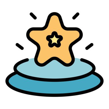 Yıldız kriteri simgesi ana hatları vektörü. İş birimi. Uygulama sektörü rengi düz