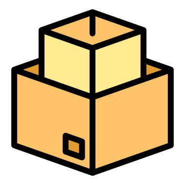 Boş yer değiştirme kutusu simgesi ana hatları vektörü. Eve taşın. Kargo dağıtım rengi düz