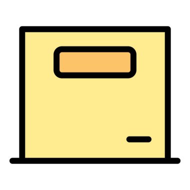 Kutu simgesi ana hatlı vektör. Ev taşınıyor. Servis rengini düz taşı