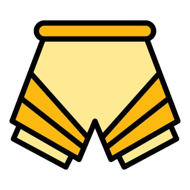 Kısa tekstil ikonu ana hatları vektörü. Moda egzersizi. Spor salonu çevrimiçi renk düzlüğü