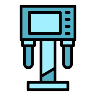 Liposuction ekipman ikonu ana hatları vektörü. Şişman vücut. Plastik ten rengi düz