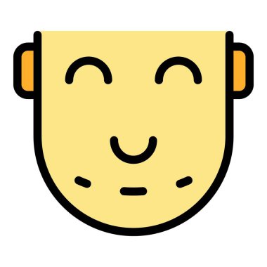 Yüz liposuction ikonu ana hatları vektörü. Kozmetik diyeti. Vücut plastik rengi düz