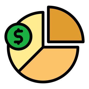 Ödeme grafiği simgesi ana hatları vektörü. Borç geliri. Kontrat para rengi düz