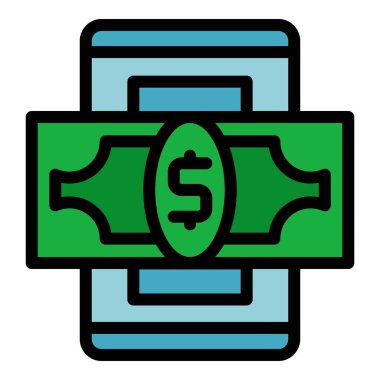 Kredi nakit ikonu ana hat vektörü. Ödeme parası. Vergi dairesi rengi düz