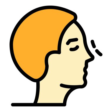 Burun işlem simgesi ana hatları vektörü. Estetik ameliyat. Vücut gerdirme rengi düz