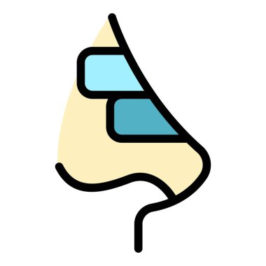 Burun burun burun ikonu ana hatları vektörü. Yüz ameliyatı. Vücut anatomisi rengi düz