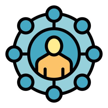 Sosyal hizmetler şeması ana hatları vektörü. Hizmet fonu. Kamu düzeni rengi düz