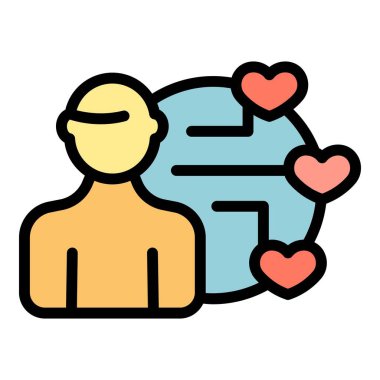 Dünya bakım ikonu ana hatları vektörü. C.S.R. servisi. Kamusal renk düzlüğüne güven