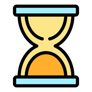 Kum saati simgesi ana hatları vektörü. Zaman aralığı. Kum çizelgesi rengi düz