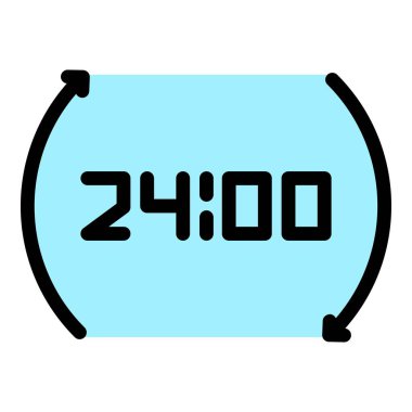 24 saat uzunluğunda simge ana hatları vektörü. Son teslim tarihi. Çağrı uzunluğu rengi düz