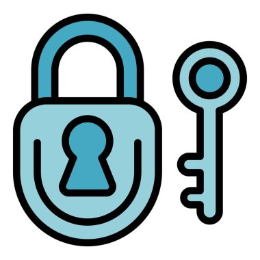 Seo asma kilit iş eğilimi simgesi ana hatları vektörü. Arama elemanı. Grafik İnternet rengi düz