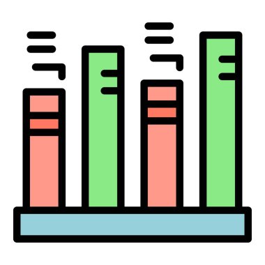 Çizelge iş eğilimi simgesi ana hatları vektörü. Arama elemanı. İnternet servis rengi düz