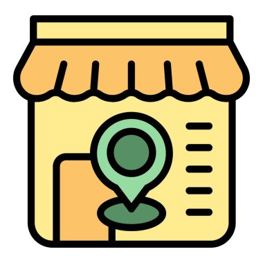 Simge taslak vektörünü kaydet. Alışveriş merkezi. Pin noktası rengi düz