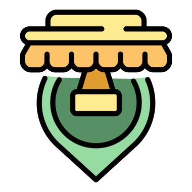 GPS noktası ikon çizim vektörü. Mağaza dükkanı. Pazar hedef rengi düz