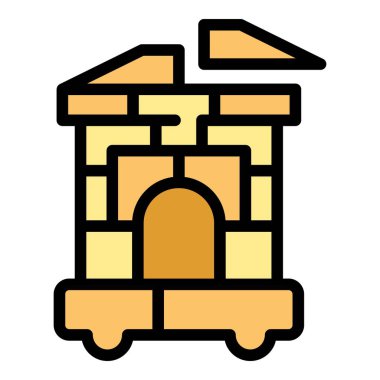 Çocuk yapıcı ikon ana hatları vektörü. Çocuk eğitimi. Çevrimiçi çocuk rengi düz