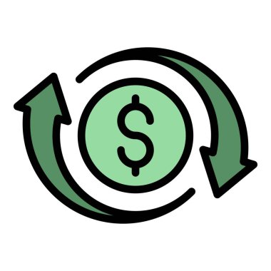 Para ikon ana hat vektörünü dönüştürür. Banka uygulaması. Mobil ödeme rengi düz