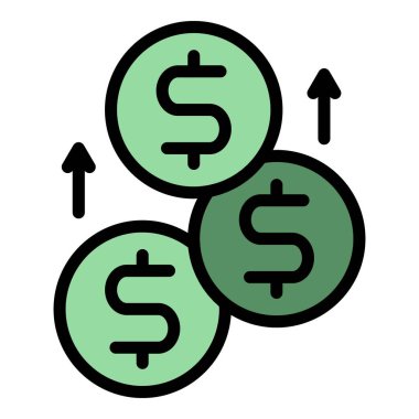 Para madeni para ikonu ana hat vektörü gönderir. Banka cüzdanı. Uygulama kredi rengi düz